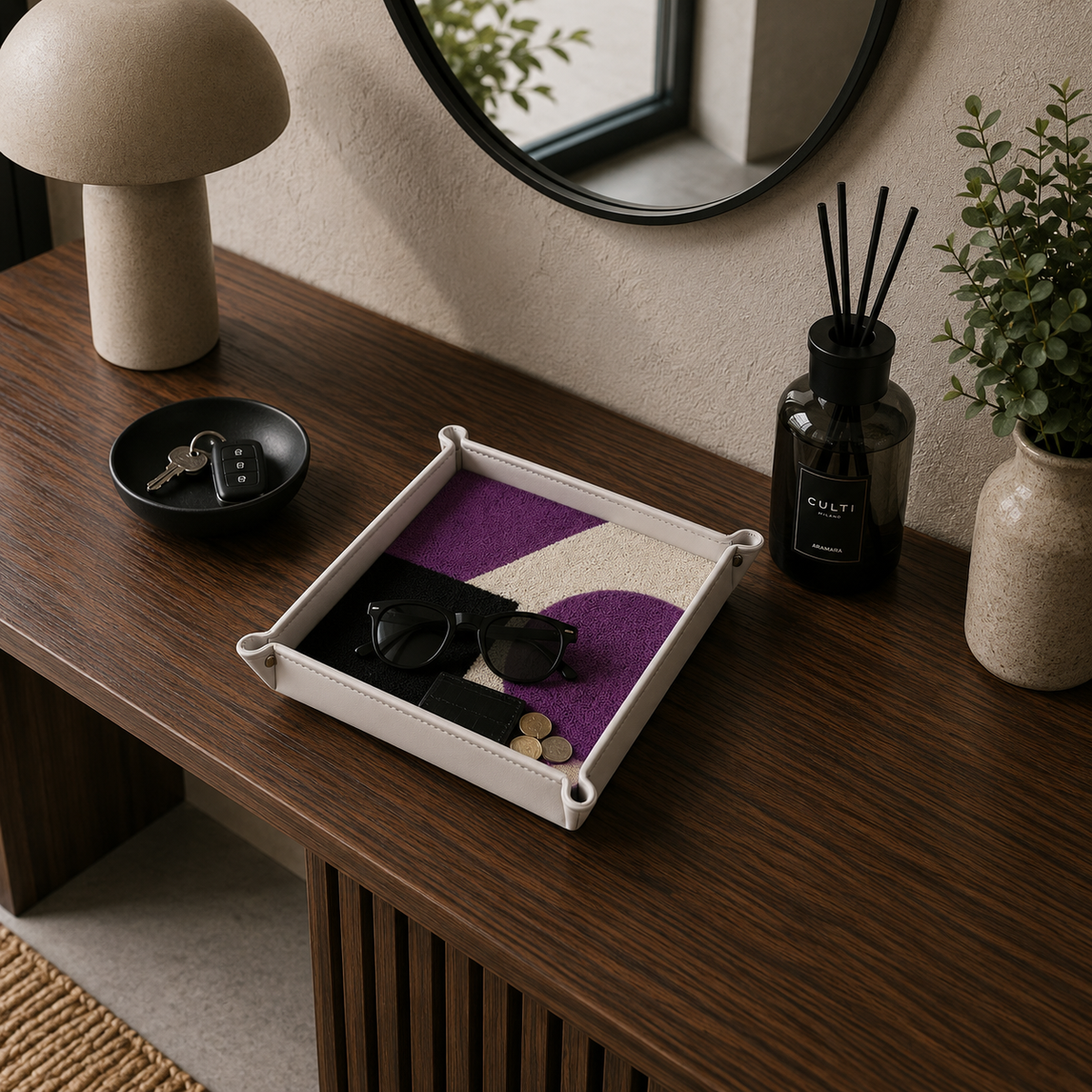 Rugzy Wool Tray — Purple design — svuotatasche in cuoio Rugzy (immagine 3)