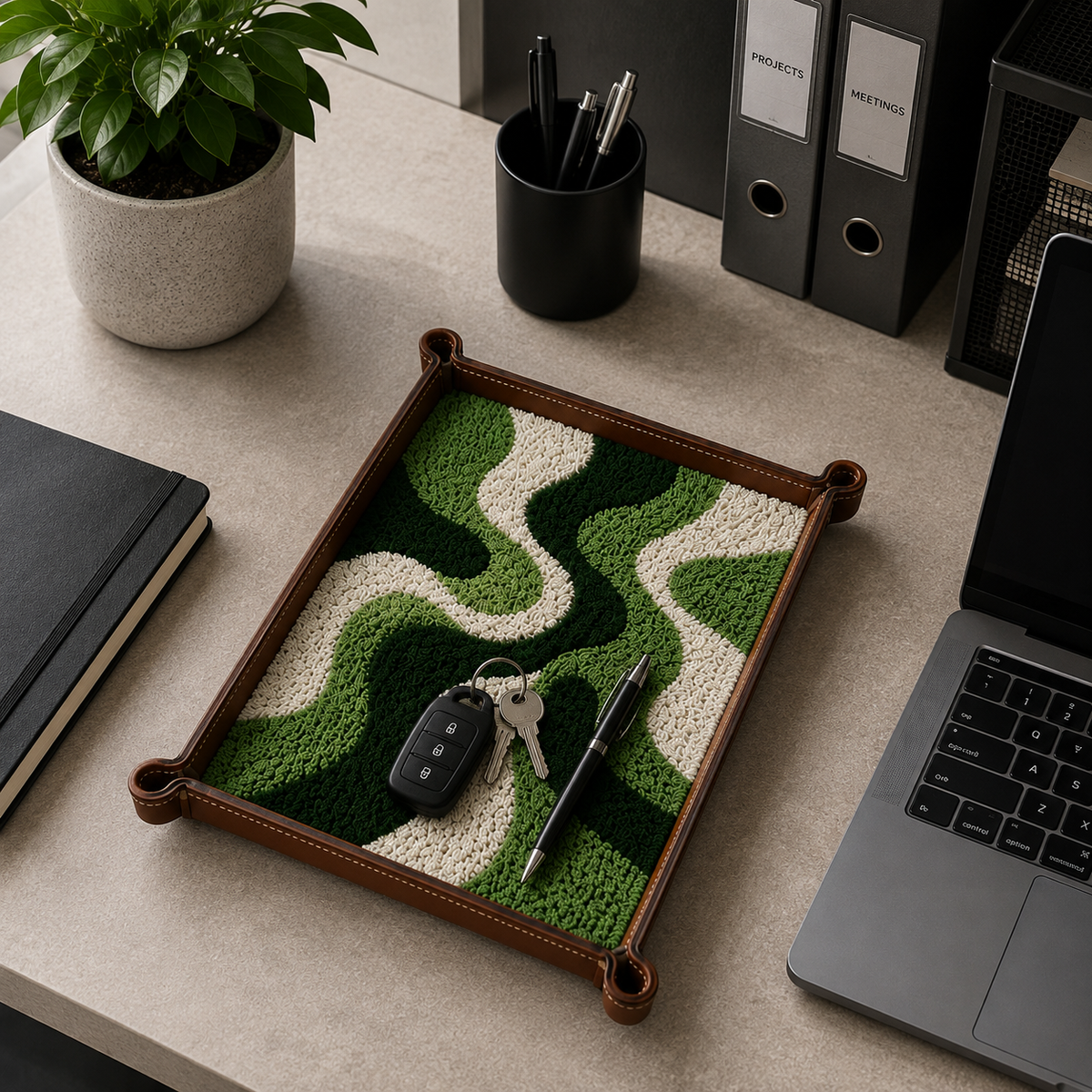 Rugzy Wool Tray — Green storm — svuotatasche in cuoio Rugzy (immagine 3)