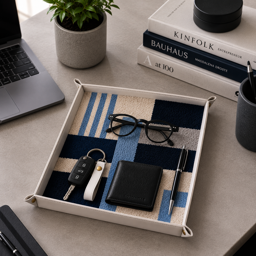 Rugzy Wool Tray — Blue lines