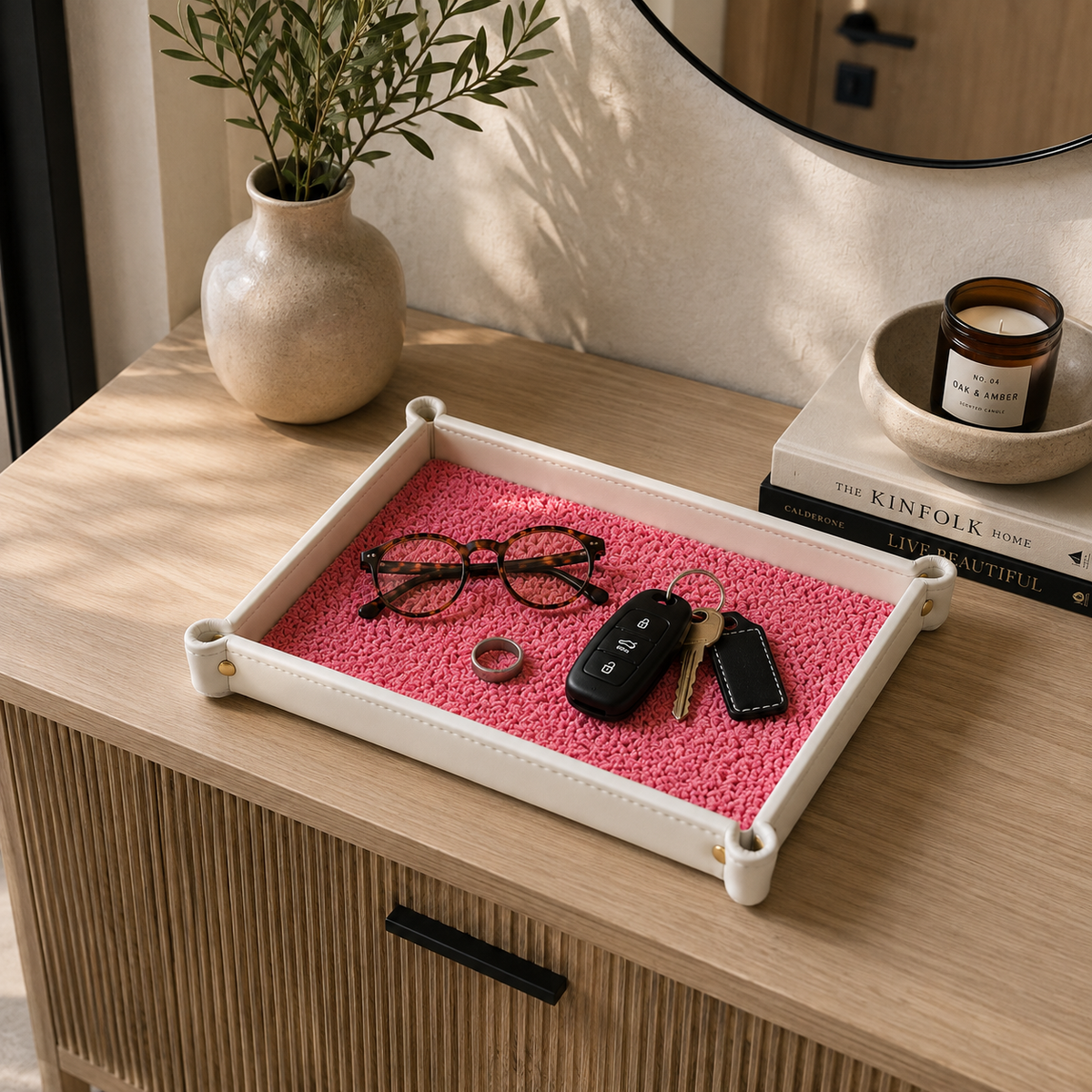 Rugzy Wool Tray — Pinky